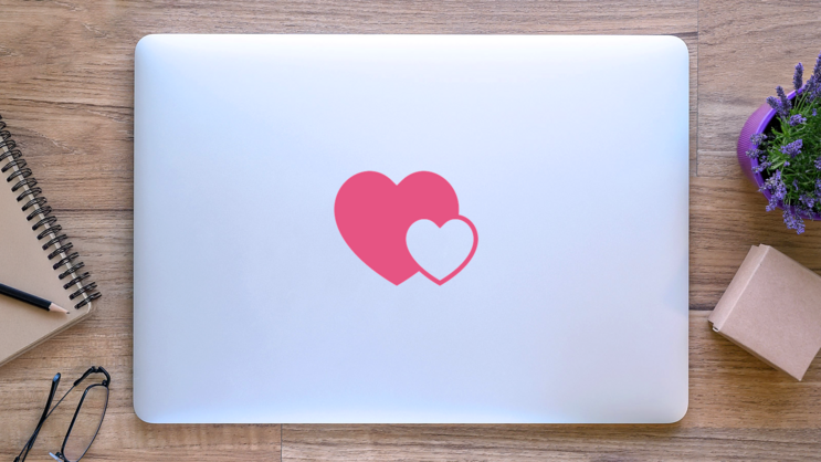 Interlocking Hearts Love Sticker on a Laptop (New) example