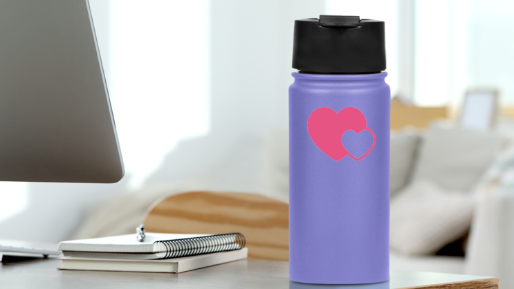 Interlocking Hearts Love Sticker on a Water Bottle (New) example