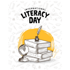 International Literacy Day With Books Sticker
