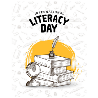 International Literacy Day With Books Sticker