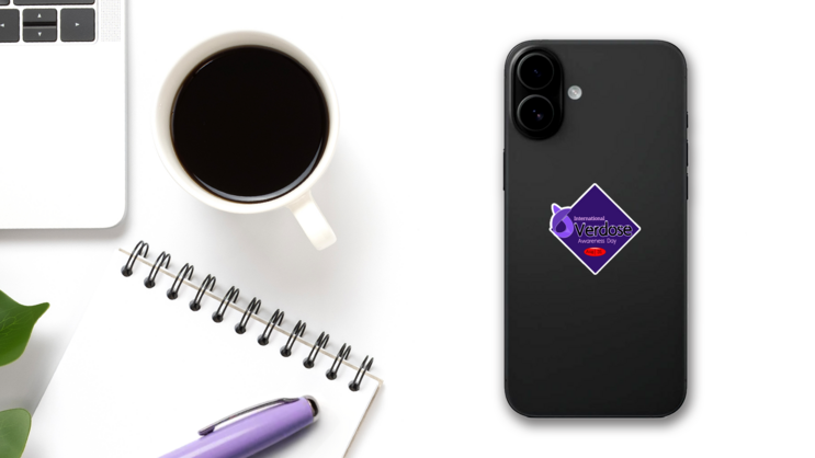 International Overdose Awareness Day In Purple Sticker on a Phone (New) example