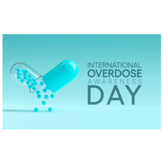International Overdose Awareness Day On Blue Sticker