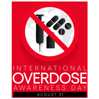 International Overdose Awareness Day On Red Sticker