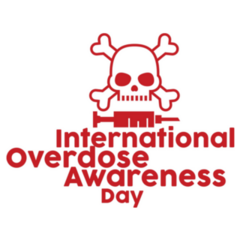 International Overdose Awareness Day Red Skull Lettering Sticker