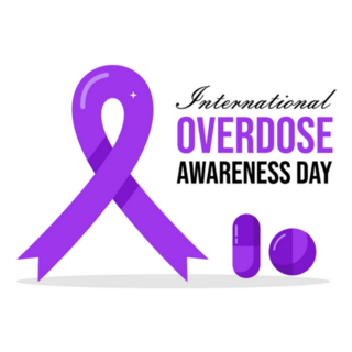 International Overdose Awareness Day Ribbon + Pill Sticker