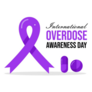 International Overdose Awareness Day Ribbon + Pill Sticker
