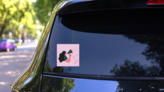 International Womens Day Feminist Pink Sticker on a Rear Car Window (New) example