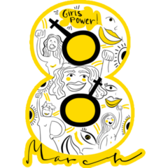international Womens Day March 8 Yellow Sticker