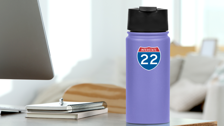 Interstate 22 Sticker on a Water Bottle (New) example