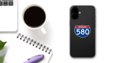 Interstate 580 Sign Sticker on a Phone (New) example