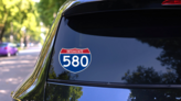 Interstate 580 Sign Sticker on a Rear Car Window (New) example