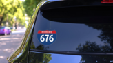 Interstate 676 Sign Sticker on a Rear Car Window (New) example