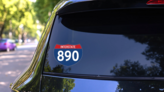 Interstate 890 Sign Sticker on a Rear Car Window (New) example