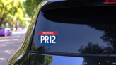 Interstate Pr12 Sign Sticker on a Rear Car Window (New) example