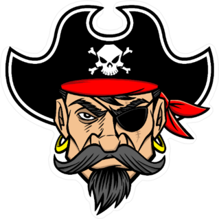 Intimidating Pirate Mascot Cartoon Sticker