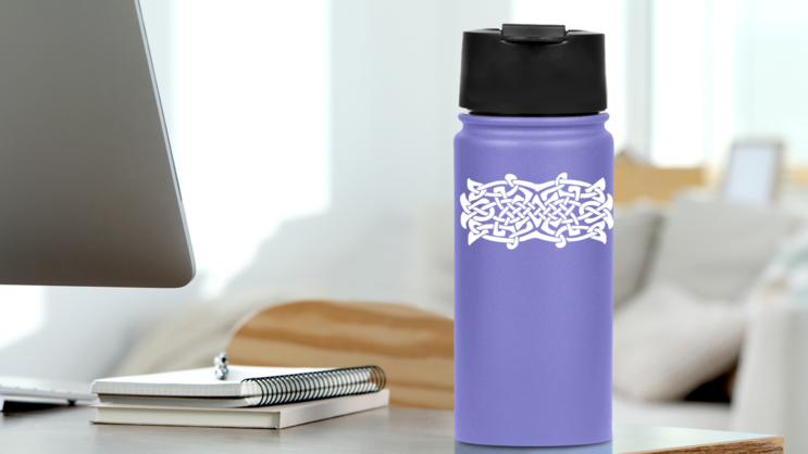 Intricate Celtic Knot Sticker on a Water Bottle (New) example