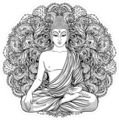 Intricate Sitting Buddha With Mandala Sticker