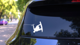 Inverted Wakeboarder Sticker on a Rear Car Window (New) example