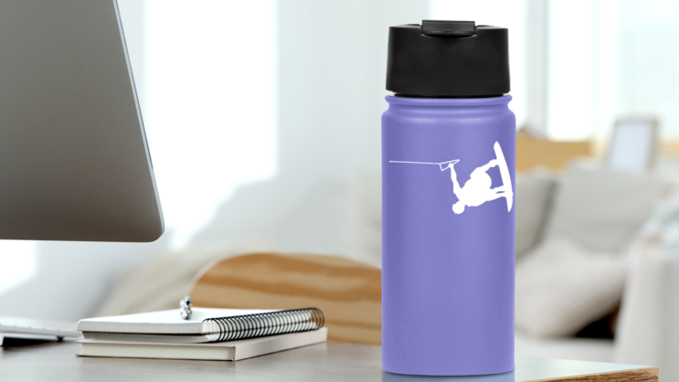 Inverted Wakeboarder Sticker on a Water Bottle (New) example