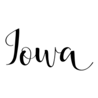 Iowa American State Cursive Lettering Sticker