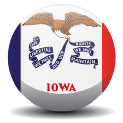 Iowa Circle Button Flag Sticker