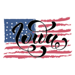 Iowa Hand Lettering Flag Sticker