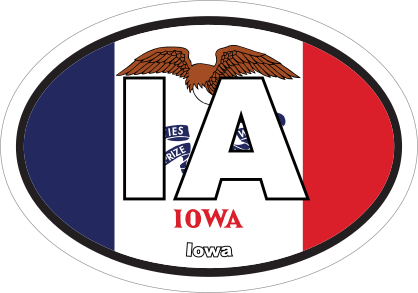 Iowa Ia State Flag Oval Sticker