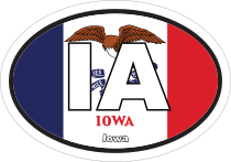 Iowa Ia State Flag Oval Sticker