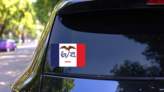 Iowa Ia State Flag Sticker on a Rear Car Window (New) example