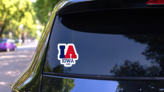 Iowa Inscription And Founded 1846 Sticker on a Rear Car Window (New) example