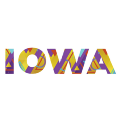 Iowa Lettering In Colorful Retro Shapes Sticker