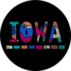 Iowa. Multicolor Doodle Sticker