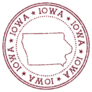 Iowa Round Rubber Stamp With Us State Map Sticker