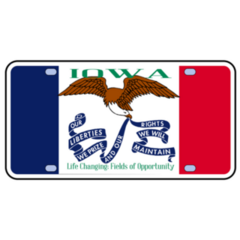 Iowa State License Plate Flag Sticker
