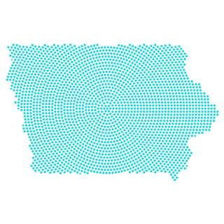 Iowa state map with Blue dots Sticker