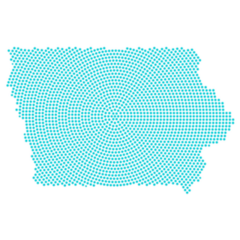 Iowa state map with Blue dots Sticker