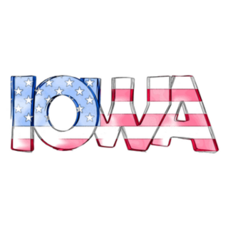Iowa US Flag Lettering Sketch Sticker