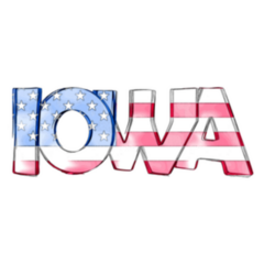 Iowa US Flag Lettering Sketch Sticker