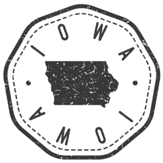 Iowa, Usa Map Stamp Retro Sticker