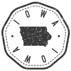 Iowa, Usa Map Stamp Retro Sticker