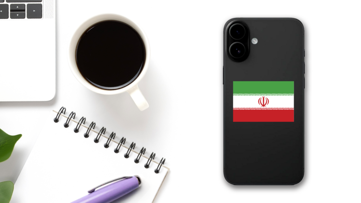 Iran Flag Sticker on a Phone (New) example