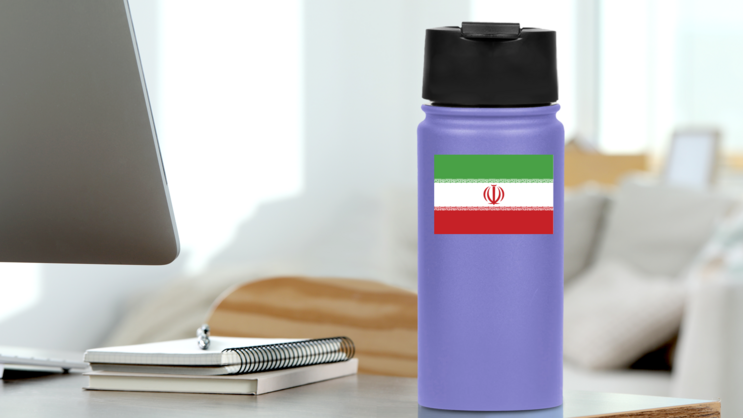 Iran Flag Sticker on a Water Bottle (New) example