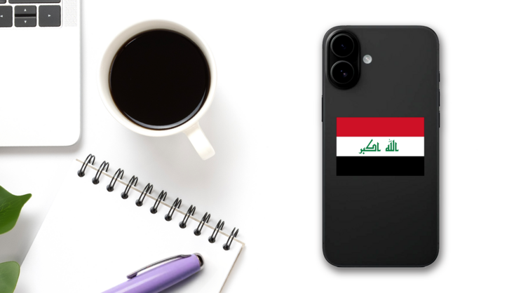 Iraq Country Sticker on a Phone (New) example