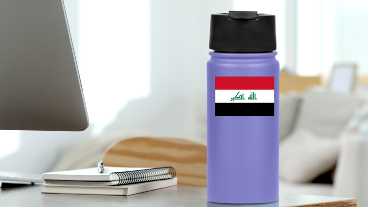 Iraq Country Sticker on a Water Bottle (New) example