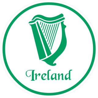 Ireland Emblem With Celtic Harp Circle Sticker