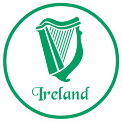 Ireland Emblem With Celtic Harp Circle Sticker