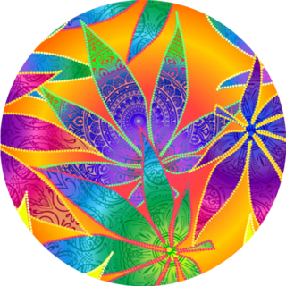 Iridescent Versicolour Marijuana Leaves Sticker