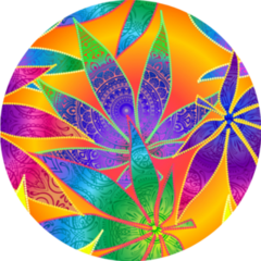 Iridescent Versicolour Marijuana Leaves Sticker