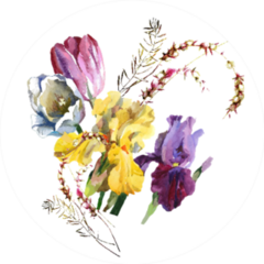 Irises And Tulips Watercolor Hand Painting Sticker