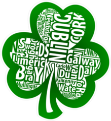 Irish Shamrock With The Biggest Cities Of Ireland Sticker